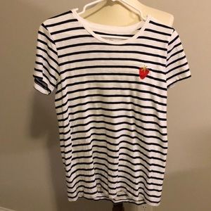 J. Crew Black & White Striped Strawberry Tee 🍓